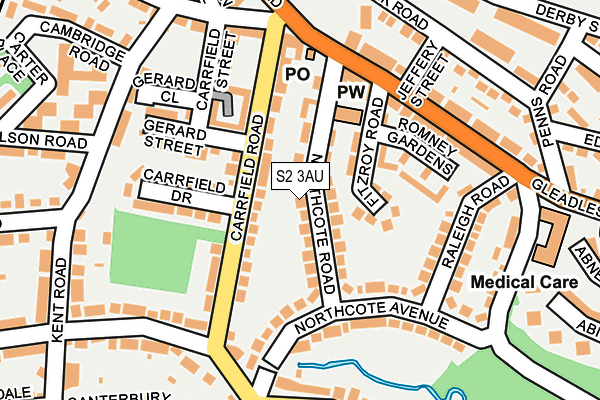 S2 3AU map - OS OpenMap – Local (Ordnance Survey)