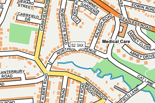 S2 3AX map - OS OpenMap – Local (Ordnance Survey)