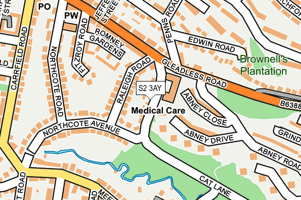 S2 3AY map - OS OpenMap – Local (Ordnance Survey)