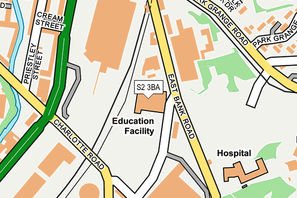 S2 3BA map - OS OpenMap – Local (Ordnance Survey)