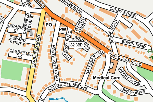 S2 3BD map - OS OpenMap – Local (Ordnance Survey)