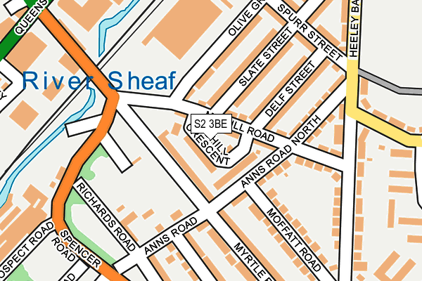 S2 3BE map - OS OpenMap – Local (Ordnance Survey)