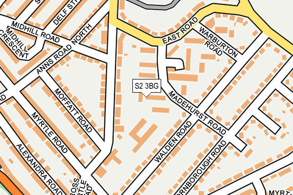 S2 3BG map - OS OpenMap – Local (Ordnance Survey)