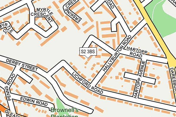 S2 3BS map - OS OpenMap – Local (Ordnance Survey)