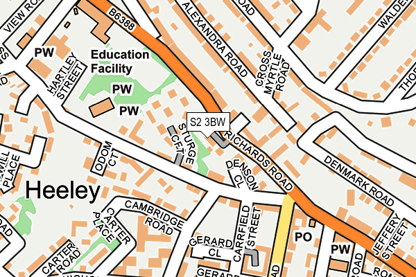 S2 3BW map - OS OpenMap – Local (Ordnance Survey)