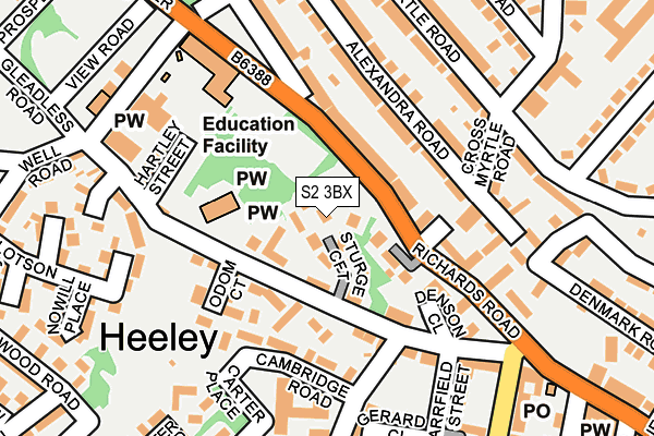 S2 3BX map - OS OpenMap – Local (Ordnance Survey)