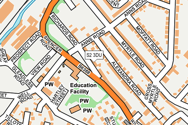 S2 3DU map - OS OpenMap – Local (Ordnance Survey)