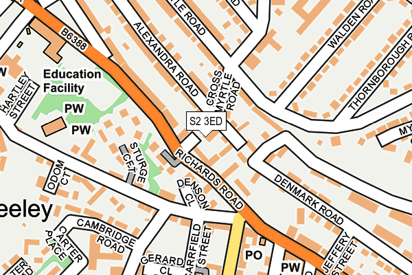 S2 3ED map - OS OpenMap – Local (Ordnance Survey)
