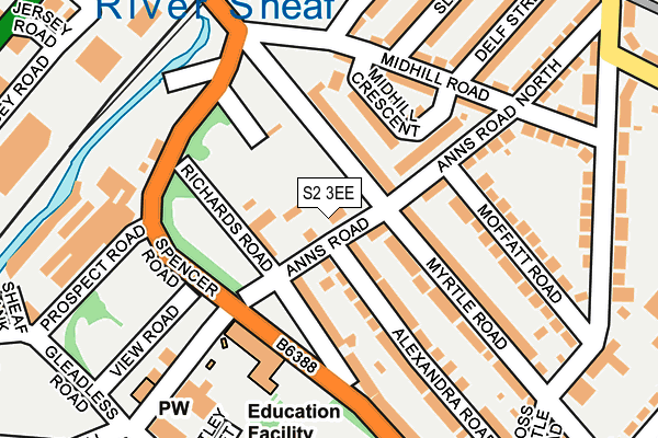 S2 3EE map - OS OpenMap – Local (Ordnance Survey)