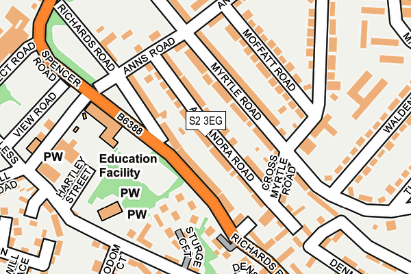 S2 3EG map - OS OpenMap – Local (Ordnance Survey)