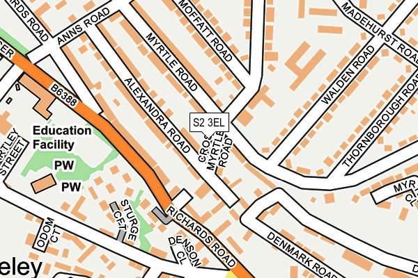 S2 3EL map - OS OpenMap – Local (Ordnance Survey)