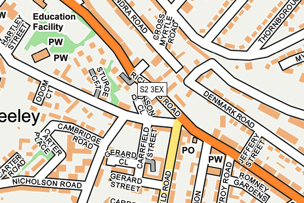 S2 3EX map - OS OpenMap – Local (Ordnance Survey)