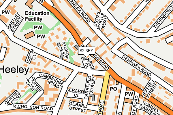 S2 3EY map - OS OpenMap – Local (Ordnance Survey)