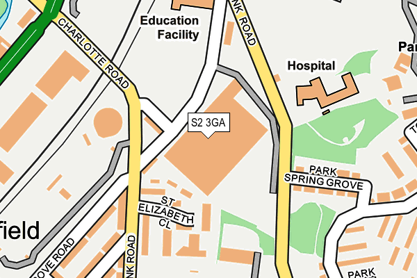 S2 3GA map - OS OpenMap – Local (Ordnance Survey)