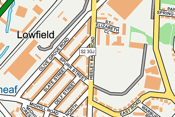 S2 3GJ map - OS OpenMap – Local (Ordnance Survey)