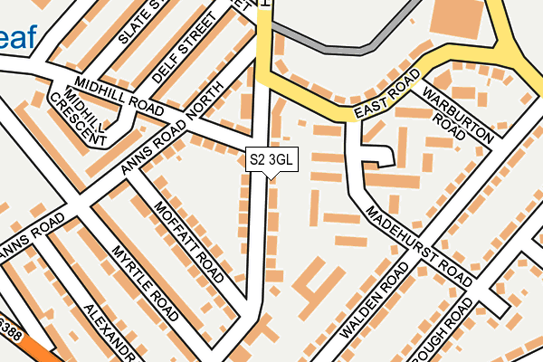 S2 3GL map - OS OpenMap – Local (Ordnance Survey)