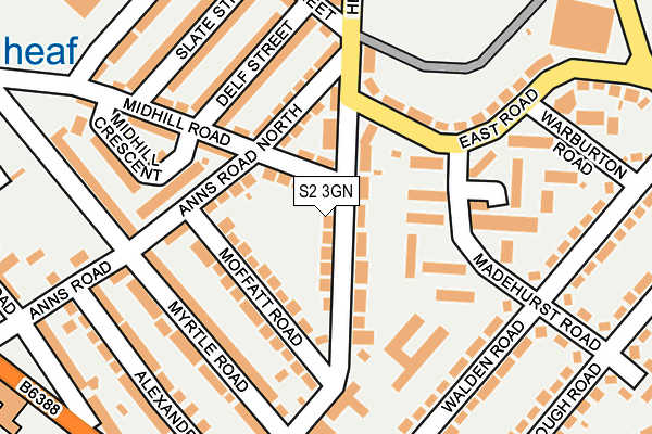 S2 3GN map - OS OpenMap – Local (Ordnance Survey)