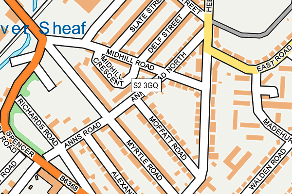 S2 3GQ map - OS OpenMap – Local (Ordnance Survey)