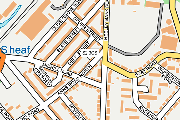 S2 3GS map - OS OpenMap – Local (Ordnance Survey)