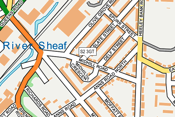S2 3GT map - OS OpenMap – Local (Ordnance Survey)