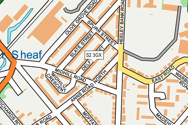 S2 3GX map - OS OpenMap – Local (Ordnance Survey)