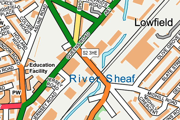 S2 3HE map - OS OpenMap – Local (Ordnance Survey)