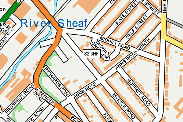 S2 3HF map - OS OpenMap – Local (Ordnance Survey)