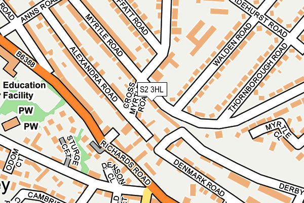 S2 3HL map - OS OpenMap – Local (Ordnance Survey)