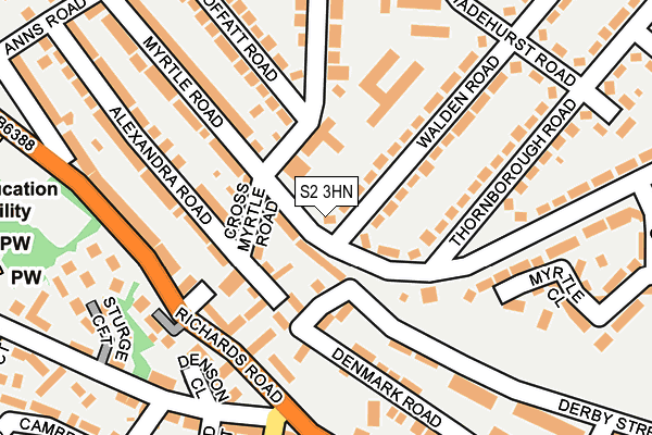 S2 3HN map - OS OpenMap – Local (Ordnance Survey)