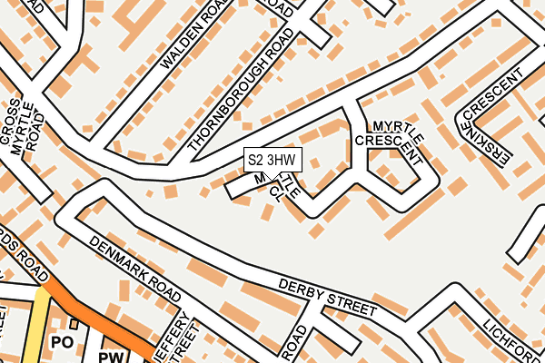 S2 3HW map - OS OpenMap – Local (Ordnance Survey)