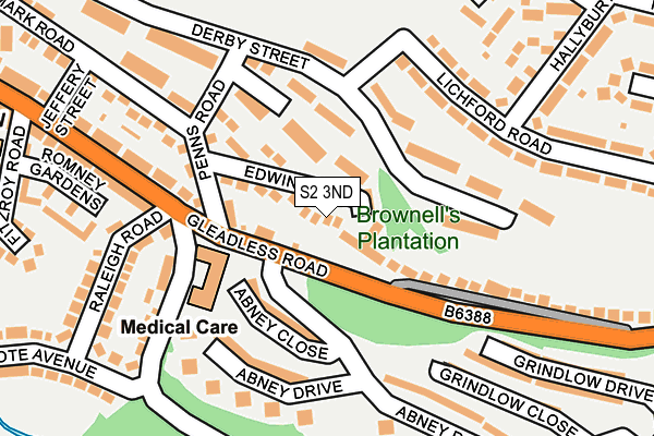 S2 3ND map - OS OpenMap – Local (Ordnance Survey)