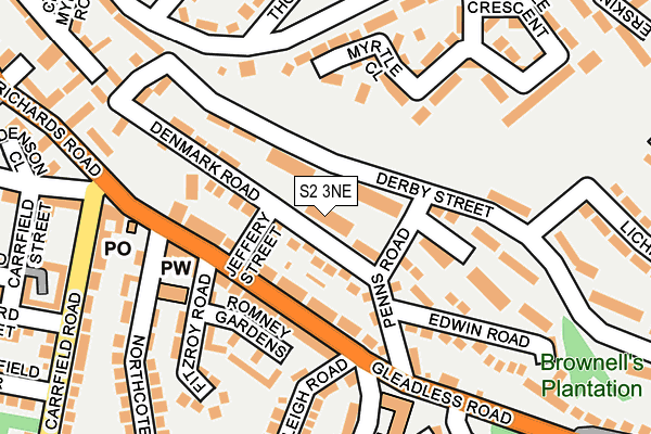 S2 3NE map - OS OpenMap – Local (Ordnance Survey)