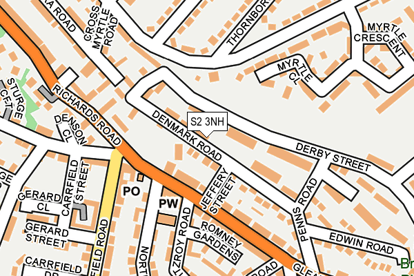 S2 3NH map - OS OpenMap – Local (Ordnance Survey)