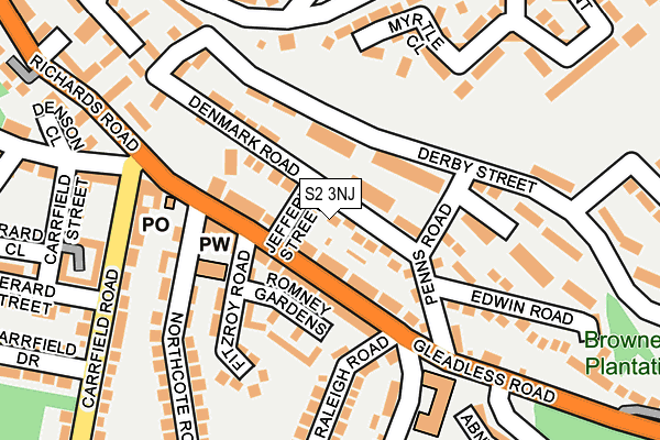 S2 3NJ map - OS OpenMap – Local (Ordnance Survey)
