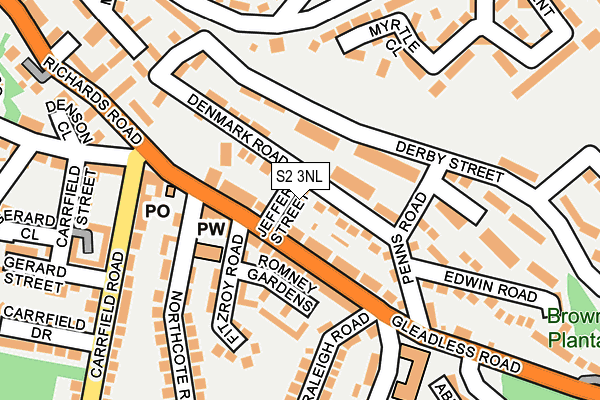 S2 3NL map - OS OpenMap – Local (Ordnance Survey)