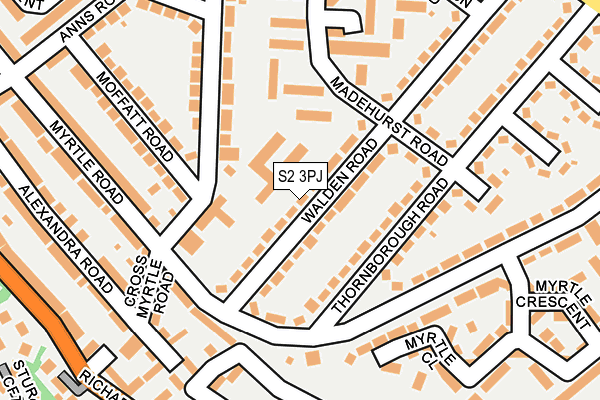 S2 3PJ map - OS OpenMap – Local (Ordnance Survey)