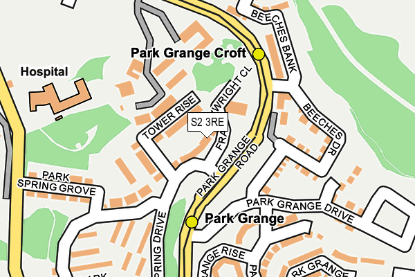 S2 3RE map - OS OpenMap – Local (Ordnance Survey)