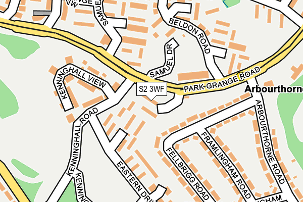 S2 3WF map - OS OpenMap – Local (Ordnance Survey)