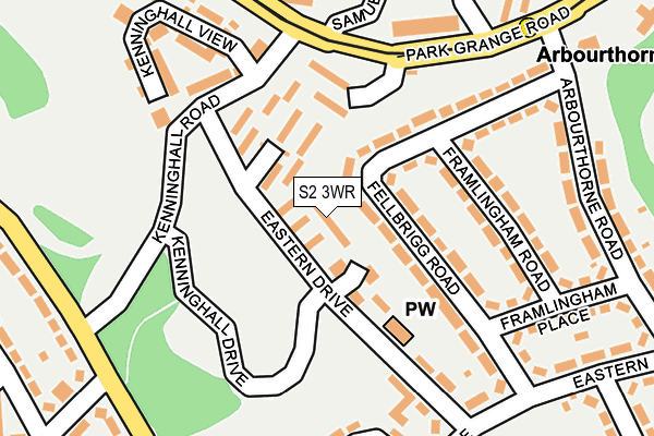 S2 3WR map - OS OpenMap – Local (Ordnance Survey)