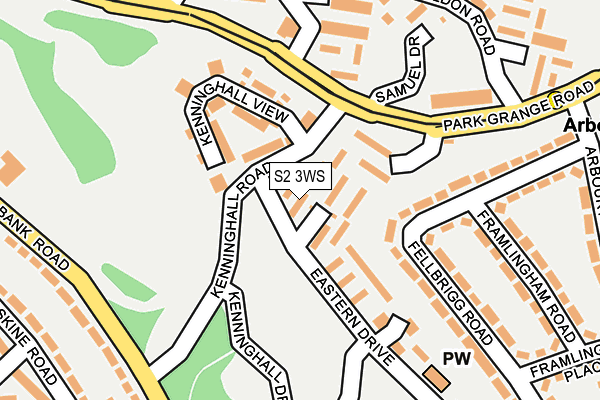 S2 3WS map - OS OpenMap – Local (Ordnance Survey)