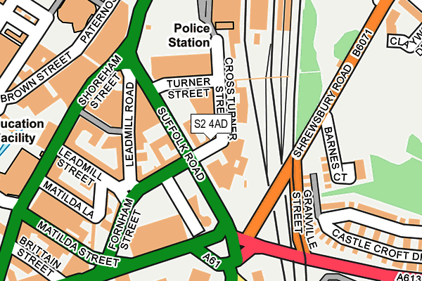 S2 4AD map - OS OpenMap – Local (Ordnance Survey)