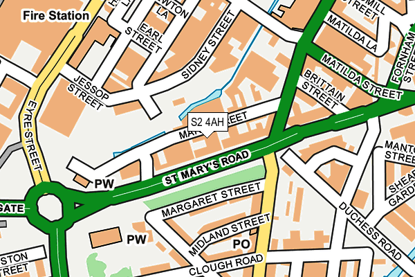 S2 4AH map - OS OpenMap – Local (Ordnance Survey)