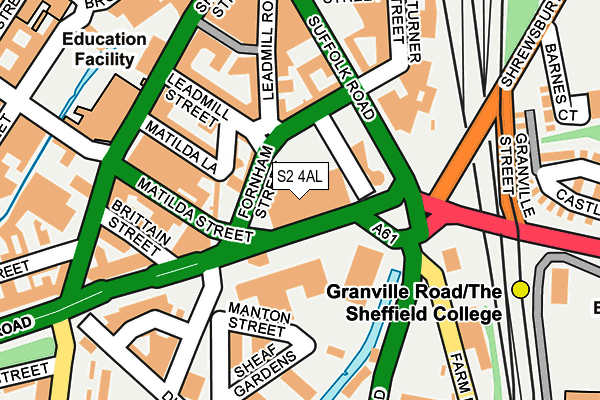 S2 4AL map - OS OpenMap – Local (Ordnance Survey)