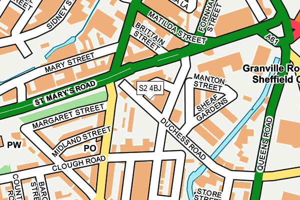 S2 4BJ map - OS OpenMap – Local (Ordnance Survey)