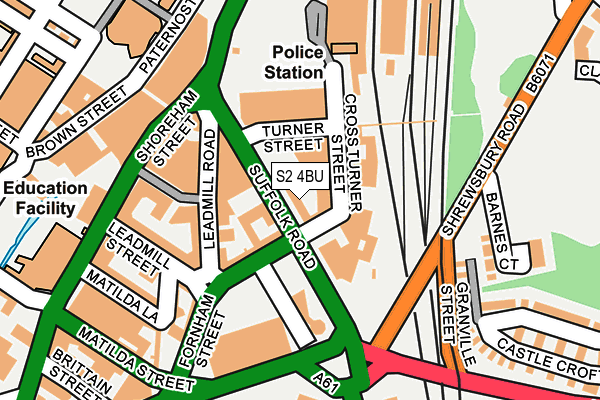 S2 4BU map - OS OpenMap – Local (Ordnance Survey)