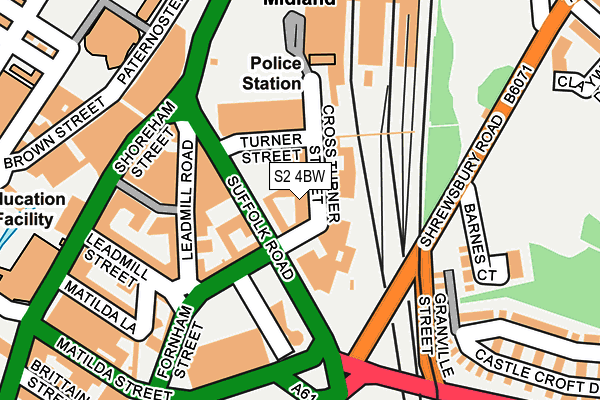 S2 4BW map - OS OpenMap – Local (Ordnance Survey)