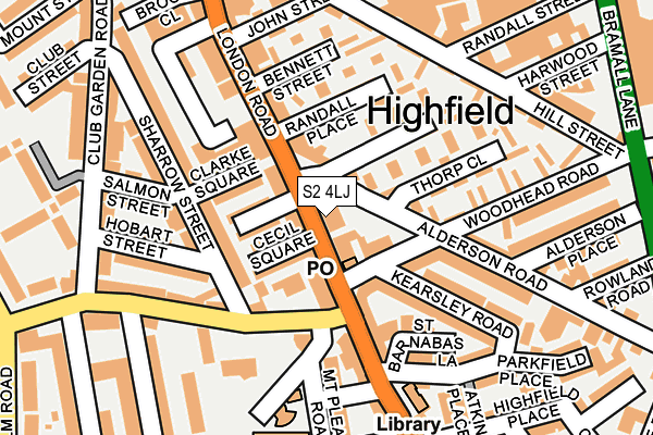 S2 4LJ map - OS OpenMap – Local (Ordnance Survey)