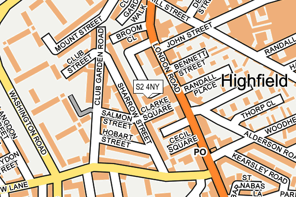 S2 4NY map - OS OpenMap – Local (Ordnance Survey)