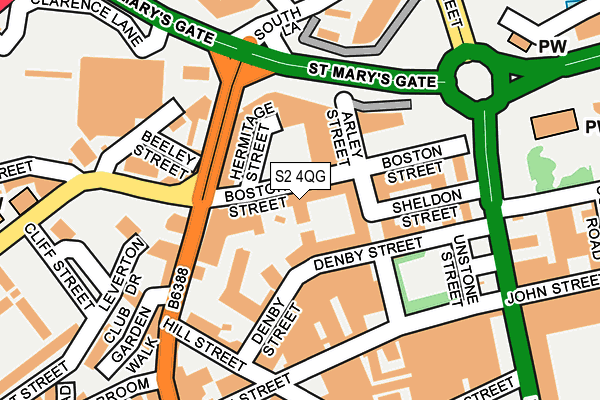 S2 4QG map - OS OpenMap – Local (Ordnance Survey)