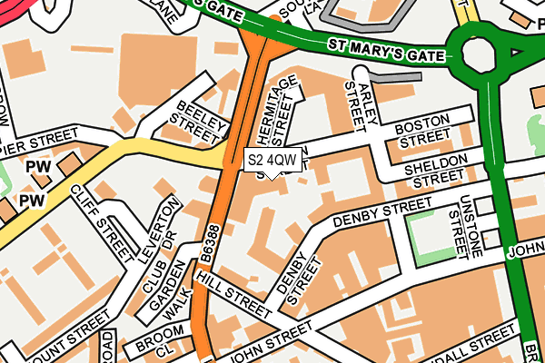 S2 4QW map - OS OpenMap – Local (Ordnance Survey)